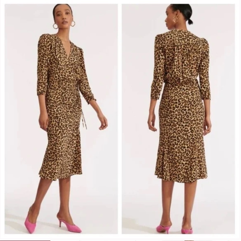 VERONICA BEARD | Arielle Leopard Print Silk Blend Dress - Picture 2 of 15